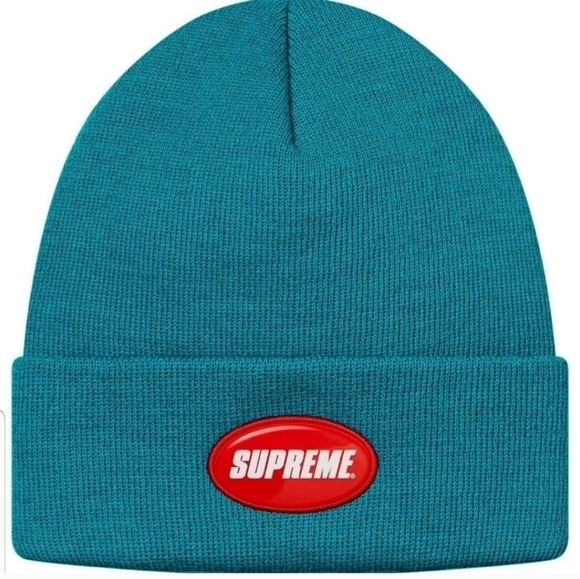 SUPREME Rubber Patch Beanie TEAL Spring/Summer '18 unisex - Picture 1 of 14